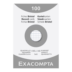 Étui de 100 fiches - bristol quadrillé 5x5 non perforé 105x148mm - Blanc - x 10 - Exacompta