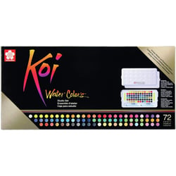 Peinture aquarelle - 72 couleurs - Demi-godets - Avec pinceaux + éponges - Koi - Sakura