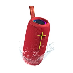 Enceinte Bluetooth Waterproof Puissante 10W Autonomie 4-6H Lumière Rythmique IPX6 Rouge YONIS