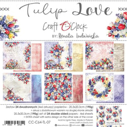 24 papiers scrapbooking 20 x 20 cm Craft O' Clock TULIPE LOVE