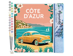 Peinture par Numéro Figured'Art Affiche Vintage Côte d'Azur - Activité Manuelle Kit de Loisir Créatif DIY Numéro d'Art Complet - 40x50cm sans châssis en bois
