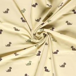 Tissu Jersey Coton imprimé Inès happy dino sur fond Beige