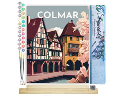Peinture par Numéro Figured'Art - Affiche Vintage Colmar - Kit de Loisir Créatif DIY Numéro d'Art Complet - 40x50cm toile roulée + châssis en bois à monter