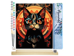 Peinture par Numéro Figured'Art - Chat noir Art Déco - Kit de Loisir Créatif DIY Numéro d'Art Complet - 40x50cm toile roulée + châssis en bois à monter