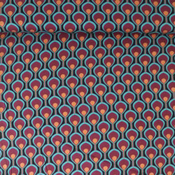Tissu Viscose extensible Cléa œil de paon Bordeaux sur fond Noir profond