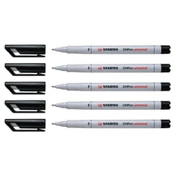 Lot de 5 feutres pour transparent OHPen encre soluble pointe fine - STABILO - Noir
