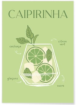 Affiche Cocktail Caipirinha 2 | A3 : 29,7x42cm