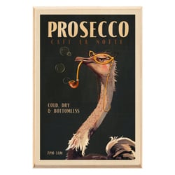 Tableau mural encadré autruche prosecco vintage 80x120 cm