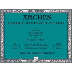 Bloc - Peinture aquarelle - 31x41cm - 640g - 10 feuilles - Grain fin - Arches