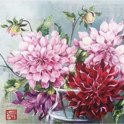 Lot de 4 serviettes en papier découpage collage 33 cm FLEUR ROSE FA 315