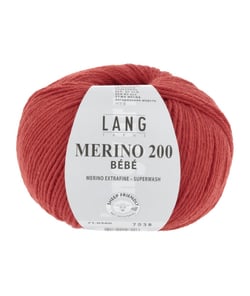 Pelote de laine à tricoter pour layette MERINO 200 BEBE - Lang Yarns 360 Rouge