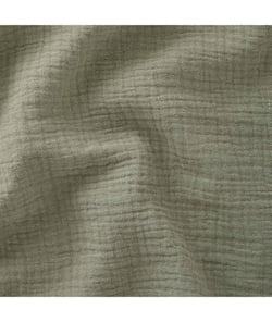 Tissu Double Gaze de coton gaufrée de 130 CM de largeur Vert (KAKI) vendu par 50 cm