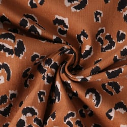 Tissu Velours Côtelé  Wild Chic léopard sur fond Camel - Au mètre