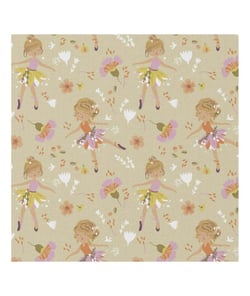 Tissu coton danseuse fleuri de 150 cm de largeur GISELEBEIGE vendu par 50 cm
