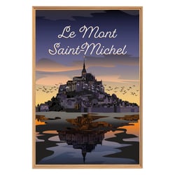 Tableau mural encadré illustration Mont-Saint-Michel sunset 65x97 cm