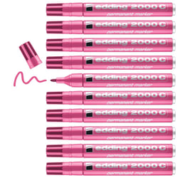 Lot de 10 marqueurs permanents - EDDING - Pointe ronde 1,5-3 mm - Corps aluminium - Rose