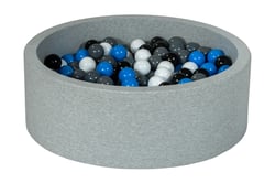 Piscine à balles Aire de jeu + 300 balles noir, blanc, bleu, gris - Velinda