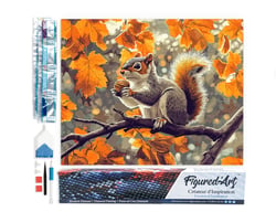 Diamond Painting Broderie Diamant Figured’Art 40x50cm toile entière roulée avec diamants carrés - Écureuil en Automne