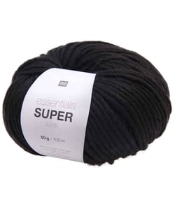 Pelote de laine à tricoter Essentials Super Aran - Rico Design 16 Noir