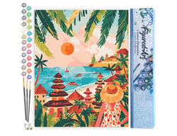Peinture par Numéro Figured'Art - Bali au coucher du soleil - Kit de Loisir Créatif DIY Numéro d'Art Complet - 40x50cm sans châssis en bois