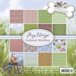 24 Papiers scrapbooking 15,2 x 15,2 cm Amy Design ANIMAL MEDLEY