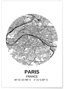 Poster Carte Paris | A3 : 29,7x42cm