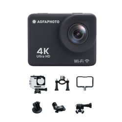 AGFAPHOTO - Caméra de sport - AC9000 - Real 4K 30FPS, Stabilisation EIS, Grand Angle 170°, Boitier étanche 30m- WiFi - 18 accessoires inclus