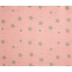 Coupon de tissu DIY - Etoile rose et taupe 50 x 140 cm