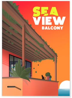 Affiche Sea View Balcony | A3 : 29,7x42cm