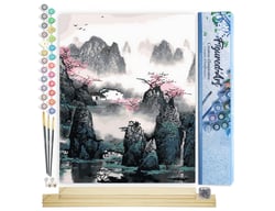 Peinture par Numéro Figured'Art - Paysage de Chine - Kit de Loisir Créatif DIY Numéro d'Art Complet - 40x50cm toile roulée + châssis en bois à monter