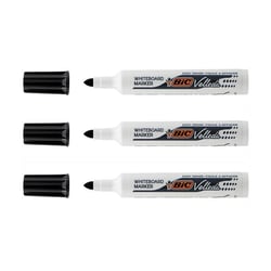 Lot de 3 feutres tableau blanc effaçable à sec - BIC - Pointe ogive large - Noir