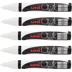 Lot de 5 marqueurs craie Uni chalk marker Uni Ball pointe moyenne blanc