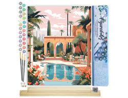 Peinture par Numéro Figured'Art - Villa luxeuse à Marrakech - Kit de Loisir Créatif DIY Numéro d'Art Complet - 40x50cm toile roulée + châssis en bois à monter