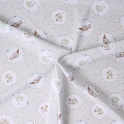 Tissu Coton imprimé Minofaune sur fond Ivoire