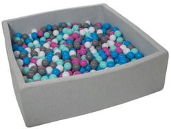 Piscine à balles pour enfant, 120x120 cm + 900 balles blanc, bleu, rose, gris, turquoise - Velinda