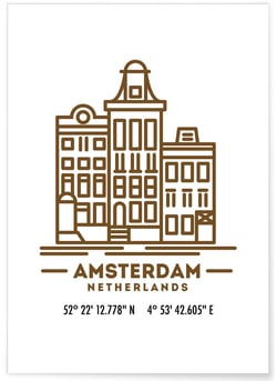 Poster Coordonnées Amsterdam | A3 : 29,7x42cm