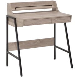 Bureau 77 x 46 cm Couleur Bois Clair et Acier Noir avec 2 Tiroirs au Design Industriel pour Intérieur Scandinave ou Moderne Beliani