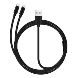 Avizar Câble USB vers 2x USB-C 2A Charge Rapide et Sécurisée Épais Robuste 3m Noir