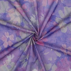 Tissu Voile de Coton digital tapis de fleurs sur fond Bleu lavande