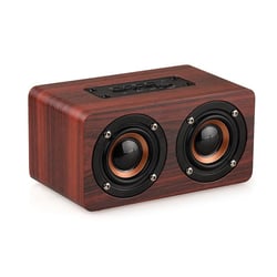 Enceinte Bluetooth Bois Son HD Puissante Autonomie Longue Batterie 1200mAh Rouge YONIS