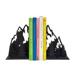 Serre-livres Montagnes Noir – Balvi | Métal Design Paysage Hivernal