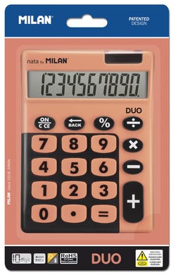 Blister calculatrice de bureau 10 chiffres Duo, orange