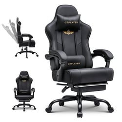 Fauteuil gaming ergonomique - GTPLAYER - noir avec repose-pieds