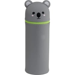 Trousse verticale - Scolaire - Gris - Koala - Silicone