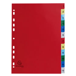 Intercalaires imprimés numériques polypropylène 12/100e - 12 positions - A4 - Assorties vives - x 20 - Exacompta