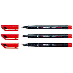 Lot de 3 feutres permanents pour films OHPen Universal S 0,4mm - STABILO - Rouge