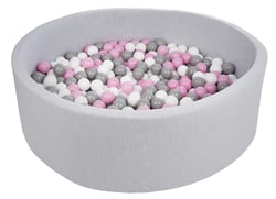 Piscine à balles pour enfant, diamètre env.125 cm, Aire de jeu + 600 balles blanc,rose,gris - Velinda