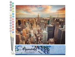 Peinture par Numéro Figured'Art - Coucher de soleil sur New York - Kit de Loisir Créatif DIY Numéro d'Art Complet - 40x50cm sans châssis en bois
