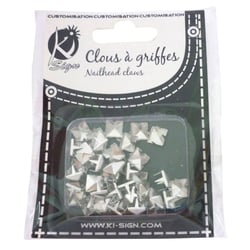 Ki-Sign - Clous rivet à griffes Carré 6mm Argenté 60 pièces
