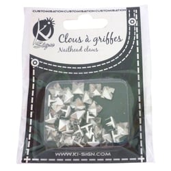Ki-Sign - Clous rivet à griffes Carré 6mm 60 pièces - Argenté